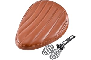 KATUR Asiento Trasero De Motocicleta MarróN Solo Pad SillíN De Cuero CojíN Impermeable Con Muelle De Soporte Compatible Con Harley Yamaha Custom Bobber Chopper