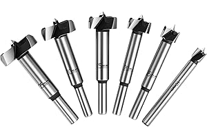 Flintronic Brocas Forstner para ​Madera Blanda, 6PCS Brocas en Aleación para Madera(10/15/20/25/30/35mm) Brocas Set de Acero al Tungsteno Titanium Recubierto, Corte Agujero en Carpintería para Madera