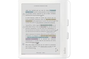 Kobo Libra Colour White | Liseuse eBook Couleur | Écran Couleur E Ink Kaleido™ 3 sans Reflets de 7" | Option Mode Sombre | Étanche | Livres Audio | 32 Go de Stockage | Blanc