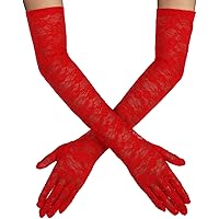 MALOUSUN 1 paar lange handschoenen, stoffen handschoenen, stoffen zijden handschoenen dames wit zwart rood voor Halloween carnaval party bal opera afstudeerfeesten bruiloften, wit, M