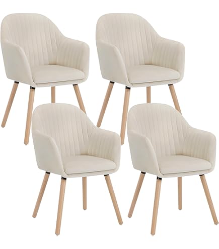 Sedie Da Pranzo Girevoli WOLTU Set 2 - Imbottite Velluto, Gambe Metallo, Beige - Foto 4