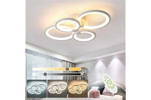 XEMQENER Dimmable LED Ceiling Lights with Remote Control, Flush Mount Lighting Fixture with 4 White Rings for Living Room Bedroom Lounge Dinning Room(2800-6000k)