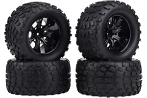 Dekaim RC-Reifen, 4er-Set, 1:10 RC-Reifen, RC Car Gummireifen RC Zubehör Militär Autoteil RC Truck Gummireifen Rad Gummireifen für HSP Redcat Exceed Truck Dirt Bike (7 Loch)