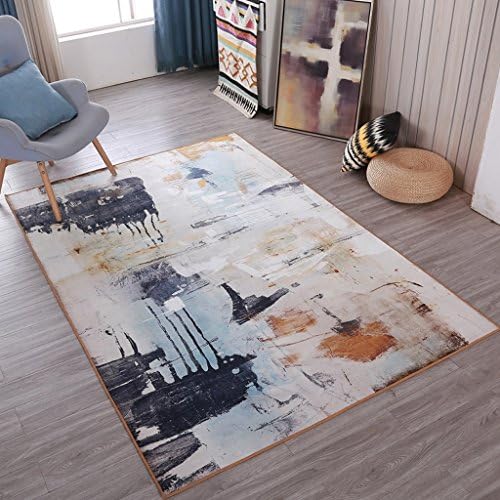 WOFULL Retro Do Olde Ink Painting Rug American-style Living Room Coffee Table Carpet Bedroom Bedside Blanket Washable Art Carpet ( Size : 140CM × 200CM )