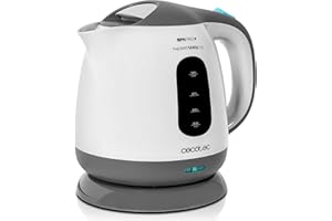 Cecotec Hervidor de Agua Eléctrico ThermoSense 120. 1 Litro, Libre de BPA, 1100 W de Potencia, Base 360º, Filtro Antical Desmontable, Doble Sistema de Seguridad, Plástico