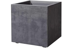 Deroma Millenium Anthracite Jardinière avec réserve d'eau Léger et robuste en plastique résistant aux UV, Antigel, recyclebar 39x39x39cm