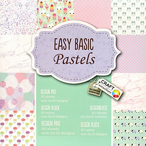 6 x Scrapbooking Papier Motivblock mit je 30 Blättern bedruckt Bastelpapier 180 Blätter 60 Designs (Set Auswahl 01) - 6