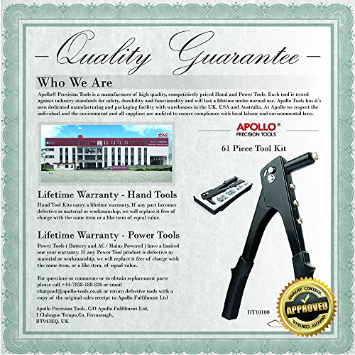 Apollo-Heavy-Duty-61pc-Hand-Riveter-Kit-with-All-Steel-Hand-Rivet-Gun-4-Interchangeable-Nozzles-Rust-Proof-Aluminium-Rivets-for-Auto-Body-Repair-Ductwork-Construction-and-Mechanical-Applications