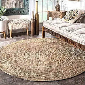 cuka Handwoven andwoven Jute Rug, Natural Fibres, Braided Reversible Carpet for Bedroom Living Room Dining Room (40 cm)