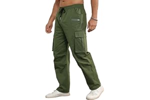 Halfword Spodnie męskie, bojówki, spodnie robocze, joggery, odzież robocza, wiele kieszeni, workowata elastyczna talia, bawełna, wytrzymałe na zewnątrz