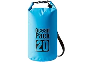 LATERN Sac Sec Étanche, 20L Sac à Dos Sec en PVC Sac 100% Étanche avec Double Bandoulière Réglable pour Kayak Rafting Navigation de Plaisance Randonnée Camping Voyage Pêche Baignade en Mer (Bleu)