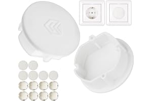 ‎YOUR DAY MATE Osłona gniazdek elektrycznych, 16 sztuk, biała, ochrona przed kurzem, wodą rozbryzgową, do gniazda SchuKo typu F, pokrywa do listwy zasilającej, wielu gniazd, bębna kablowego, kuchni, warsztatu,