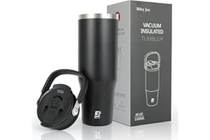 Riley Joy 2.0 Trinkflasche Edelstahl 1.2L Thermobecher mit Strohhalm und Henkel - Spülmaschinenfest - Auslaufsicherer Kaffeebecher to Go