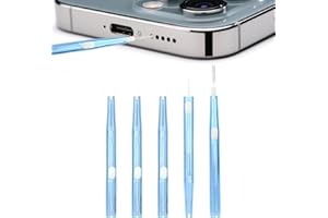 Fukaisu 5pcs Mini Brosses de Nettoyage pour Port de Charge, Poils et Crochet Double Face Anti-Obstruction pour Téléphones et Écouteurs (Bleu)