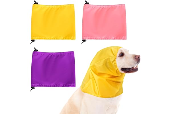 Aliceset 3 Pcs Waterproof Dog Bath Cap, Ear Protection Headband, Snood Rain Hat, Ear Covers for Bathing and Show, 3 Colors