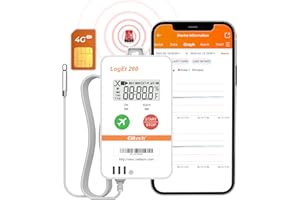 Elitech 4G LTE Echtzeit Temperatur Datenlogger für Feuchte/Licht/Erschütterung/Ortung mit SIM-Karte, Flugmodus, Cloud-Speicher, SMS/E-Mail/APP-Alarm, 100.000 Datenpunkte Loget260THE