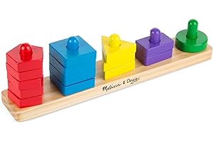 Melissa & Doug Tavola Classifica e Impila, Giocattolo Educativo in Legno con 15 Solidi Pezzi in Legno, Gioco Educativo, 2+ Anni, Regalo Bambini Bambine, Montessori
