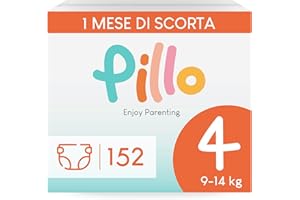 PILLO PREMIUM Pillo Pannolini Taglia 4 - Scorta da 152, 4 Confezioni da 38 - Maxi (9-14 kg) - Prima Infanzia