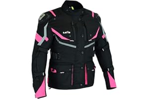 LOVO - Chaqueta Moto Tricapa 4 Estaciones Mujer - Chaqueta Moto Mujer Verano e Invierno con Protecciones - Longitud 3/4 Impermeable y Transpirable- Ideal para Ciudad, Carretera y Todas las Estaciones