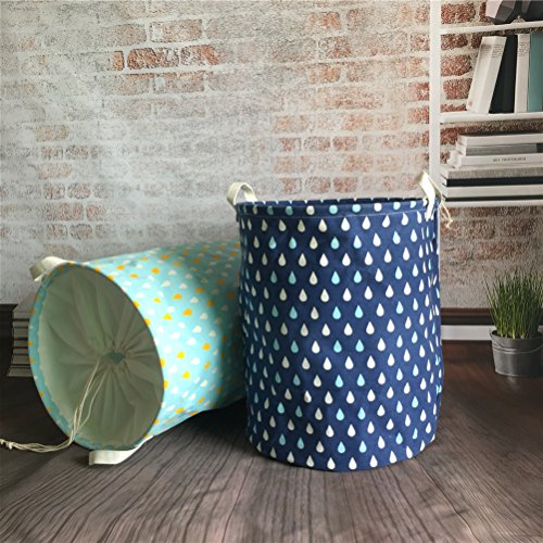 Inwagui Faltbare Wäschekörbe Wäschesäcke,Kinder Spielzeug Aufbewahrungskorb Aufbewahrungstasche 35 * 45cm-Regentropfen A - 4