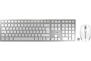‎CHERRY CHERRY DW 9100 SLIM, Kabelloses Tastatur- und Maus-Set, Deutsches Layout (QWERTZ), Bluetooth & 2,4 GHz Funk, Leise Tasten, Wiederaufladbar, Weiß-Silber