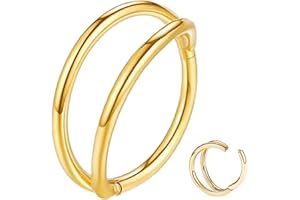 ESHIONER G23 Titanio Hipoalergénico Anillo de la Nariz Oro Plata Negro Septum Helix Cartílago Concha Anillos de Segmento Anillos de Labio 14G 16G Espesor 6MM/8MM/10MM/12MM Aro de Nariz 1 Pieza