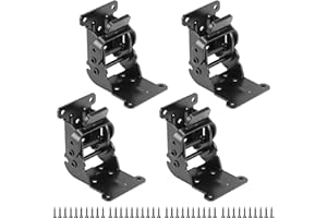 QWORK® 4 Stück Klappscharnier Tischbeine Klappbar Scharniere Stützhalterung aus Stahl Verzinkt 40 Schrauben Enthalten - Schwarz