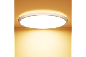 OUILA Plafonnier LED, 18W Plafonnier Lampe Etanche 3000K Moderne Rond Luminaire Plafonnier 1600LM Plafonnier LED Salon, Chambre, Cuisine, Balcon, Couloir, Salle de Bain