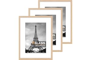 Walasis Bilderrahmen 30x40 Holz: 3er Set 40x30 Rahmen mit Passepartout für Foto Poster - Holzrahmen mit Acrylglas