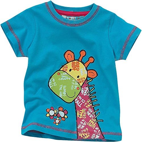 Animal Crazy Girls Cute Giraffe Short Sleeved T-Shirt - Jade Green - 2/3 Years