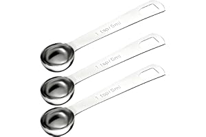 3 st teskedmätningsskedar, 5 ml mätskedar, rostfritt stål 1 tesked skopa, 1/3 matsked mätsked, kort handtag för exakt matlagning, bakning och kryddmätning