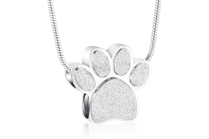 QGJNSGC Collana commemorativa con ciondolo a forma di zampa di animale domestico, per ceneri di animali domestici, cani, gatti