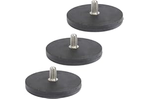 MAGNET-KAUF 3 sztuki magnesów neodymowych gumowane D 66 mm z gwintem zewnętrznym M8 siła ciągnąca 22 kg uchwyt płaski magnes szyba magnes garnkowy guma okrągłe magnesy z gwintem do śrub, oczka lub haka