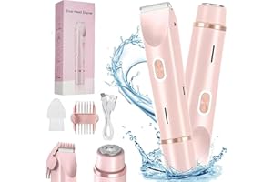 EEIIEY Afeitadora de doble cabeza 2 en 1 para mujer, recortadora de bikini eléctrica, IPX7, impermeable, recargable, para cuerpo, cara, uso húmedo y seco, depilación