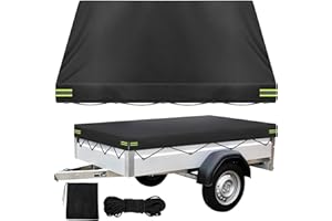 LINSOCLE Anhänger Plane 214x122x13 cm, Abdeckplane für Anhänger,420D Oxford Material Wasserfest Winddichte Sonnenschutz Reißfeste Anhängerplane für Viele PKW 750kg Hänger Autoanhänger
