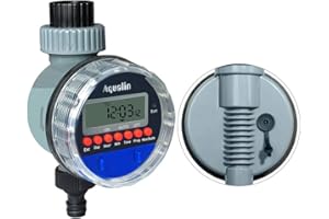 Aqualin Arrosage Minuterie Contrôleur d'irrigation Marche sans Pression, Vanne à Bille Minuteries d'arrosage, Compatible avec capteur de Pluie