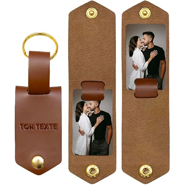 Porte-clés En Cuir Personnalisable Gravé - Pour Homme, Initiales Nom, Cadeau Personnalisé Anniversaire, Fête Des Pères