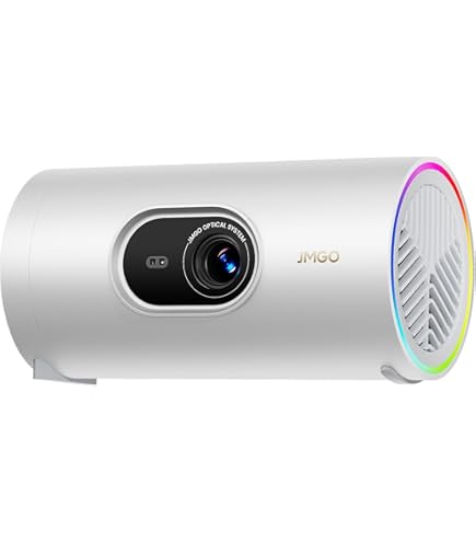 JMGO PicoFlix Mini Videoprojecteur Portable Extérieur avec Google TV, Netflix, 1080P, 420 ISO Lumens, Batterie de 4,5 Heures, Vidéoprojecteur Home Cinéma 200, HDR10, Gimbal, Haut-parleurs 10W