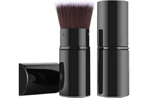 Falliny Einziehbarer Make-up-Pinsel, Reise-Kosmetikpinsel, Kabuki-Make-up-Pinsel, tragbare flüssige Grundierungspinsel mit Abdeckung, perfekt zum Verblenden von Flüssigkeiten Black