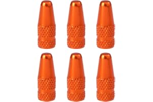 NOLITOY 6pcs Tapones de Válvula Franceses Aluminio Tapones de válvula de neumático para cámara de Bicicleta, Tapones de válvula de Aire para neumáticos de Bicicleta (Naranja)