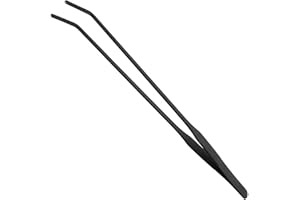 EvaGO 10.6 inch Black Curved Aquarium Tweezers Stainless Steel Curved Tweezer with Carbonation Protection Coating Against Rust Long Reptiles Feeding Tongs for Aquatic Plants Lizards Spider Snakes