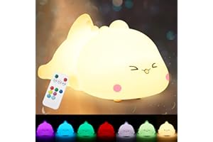 CHWARES Veilleuse pour enfants, veilleuse Dinosaure avec télécommande, lampe Kawaii 7 couleurs, décoration de chambre, rechargeable par USB, jolie lampe cadeaux pour bébé, enfants, adolescentes