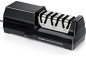 MusyVocay Electric Knife Sharpener with 100% Diamond, Professional 3-Stage 20 Degree Kitchen Knife Sharpener with Precision Angle Guide for Rough Sharpening, Repair (Black)