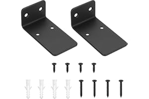 QJKEJI 2 Piezas Soporte Estanteria Pared Flotante, 90mm Soportes para Estantes Baldas Invisibles, Soportes de Estante Flotante de L, Escuadras para Estanterias Madera para Estantería Estante, Negro