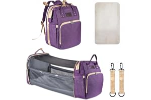 all Kids United® Blöjryggsäck med Integrerad Babysäng - Skötväska | Multifunktionell babyväska med skötmatta, USB-port, kylfack och barnvagnskrok –
