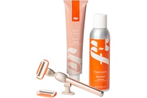 Fler Smooth Skin Set - Rasoio Donna con Supporto e 2 Lamette di Ricambio, Rasoi Unisex, Set con Mousse per la Depilazione e Crema Corpo Lenitiva, Lametta con Aloe Vera, Rosa Blush