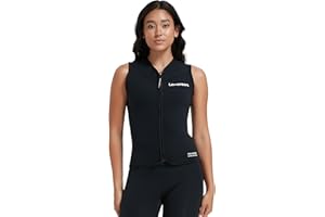 Lemorecn Wetsuit Top Men Women, 3mm Sleeveless Neoprene Wet Suit Tops Jacket Front Zip Diving Vest for Water Sports