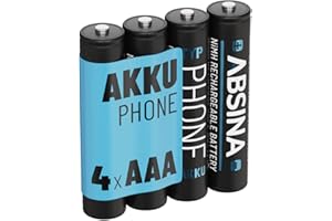 ABSINA 4 x NiMH akumulatory do telefonu Gigaset słuchawka do ponownego ładowania 800 mAh - akumulator do Gigaset A415 750 mAh - 750 mAh baterie AAA do telefonu Gigaset A400 A415, C300 C430, C475 C530,