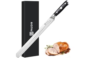 PAUDIN 12 Inch Carving Knife, Premium Slicing Knife with with High Carbon Stainless Steel for Cutting Smoked Brisket, BBQ Meat, Turkey - Ergonomic G10 Handle
