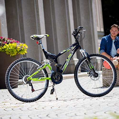 Bergsteiger Buffalo 26 Zoll Mountainbike, vollgefedert, Scheibenbremse, 18 Gang Shimano - 7